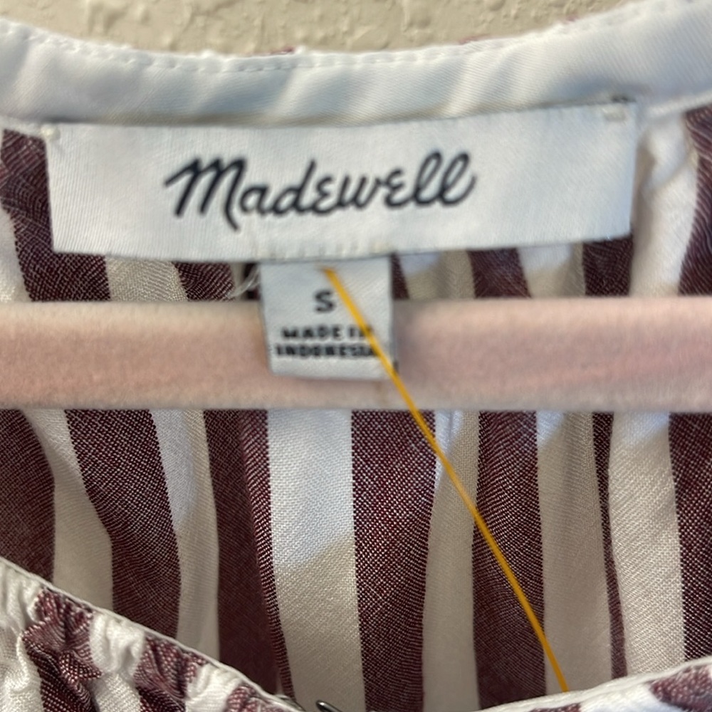 Madewell Stanza Ruffle-Hem Top in Stripe Sz S - Picture 7 of 12